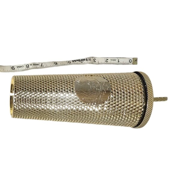 Starbucks Holiday 2022 Gold Bling Studded Venti 24 oz Cold Cup Tumbler w/ Straw - Picture 7 of 7